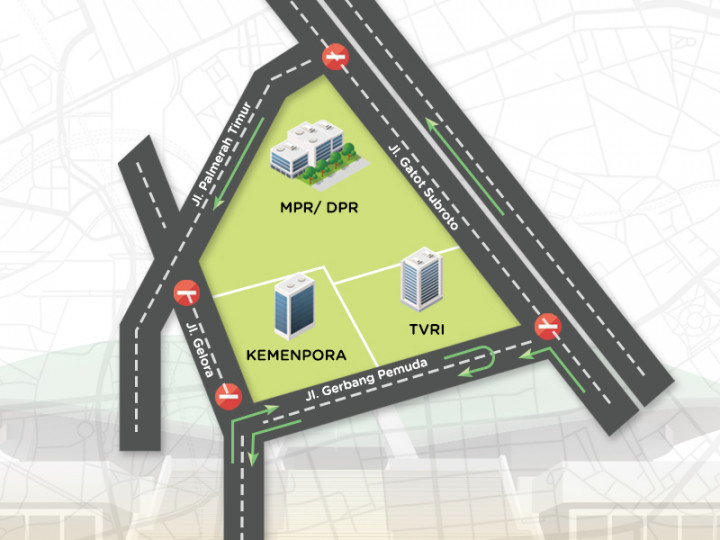 Pengalihan Arus lalu Lintas  Di Gedung MPR/DPR