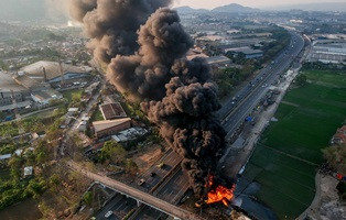 Polisi Olah TKP Kebakaran Pipa Minyak di Cimahi