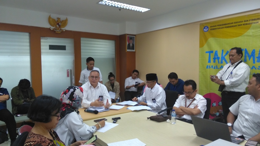 Kepala Badan Bahasa dan Perbukuan, Dadang Sunendar saat Jumpa Pers di Jakarta (24/10).  Foto: Medcom.id/Muhammad Syahrul Ramadhan