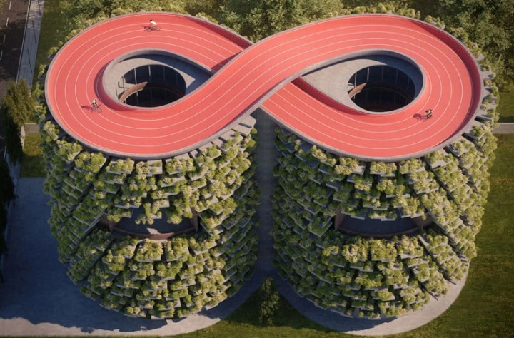 Sekolah Beratapkan Jalur Sepeda di India