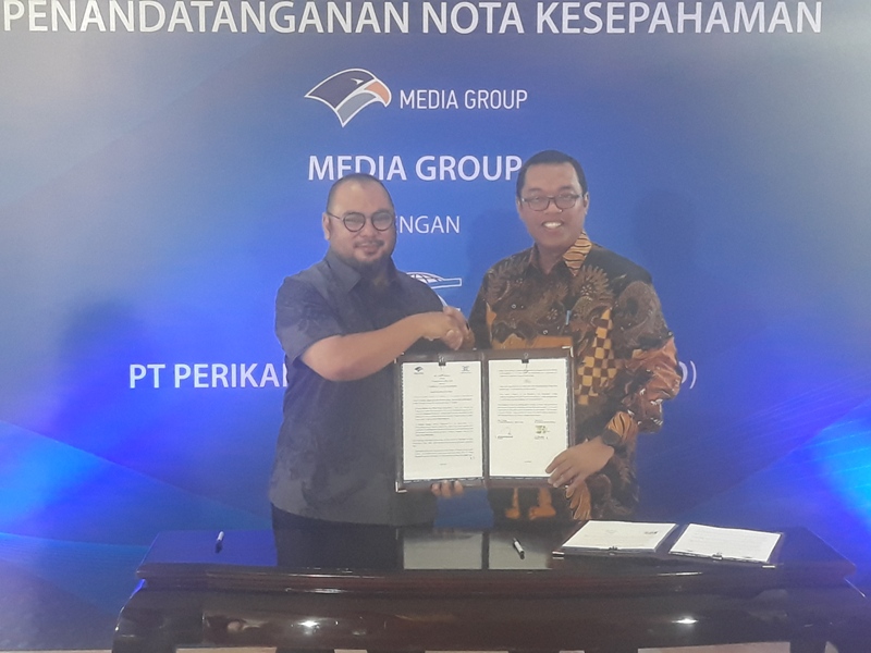 CEO Media Group Mirdal Akib dan  Presiden Direktur Perinus M. Yana Aditya. Foto : Medcom. 