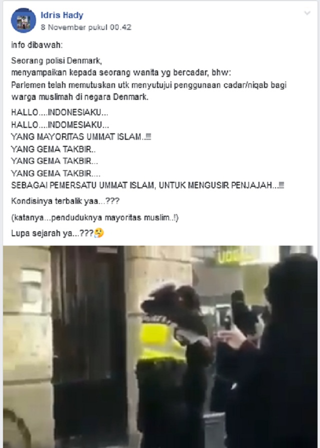 Tangkapan layar pemberitaan palsu dari media sosial