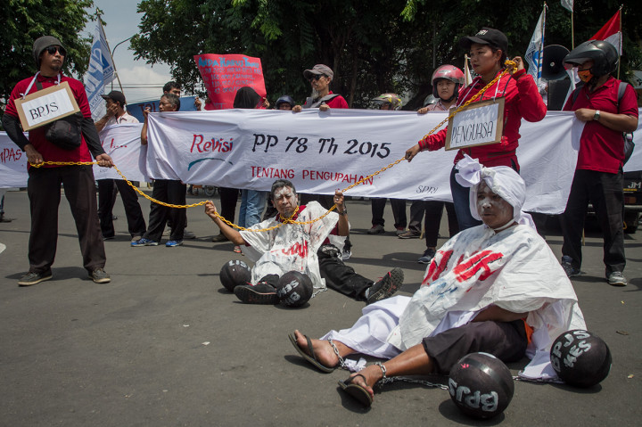 Aksi Buruh Sukoharjo Tolak Kenaikan BPJS