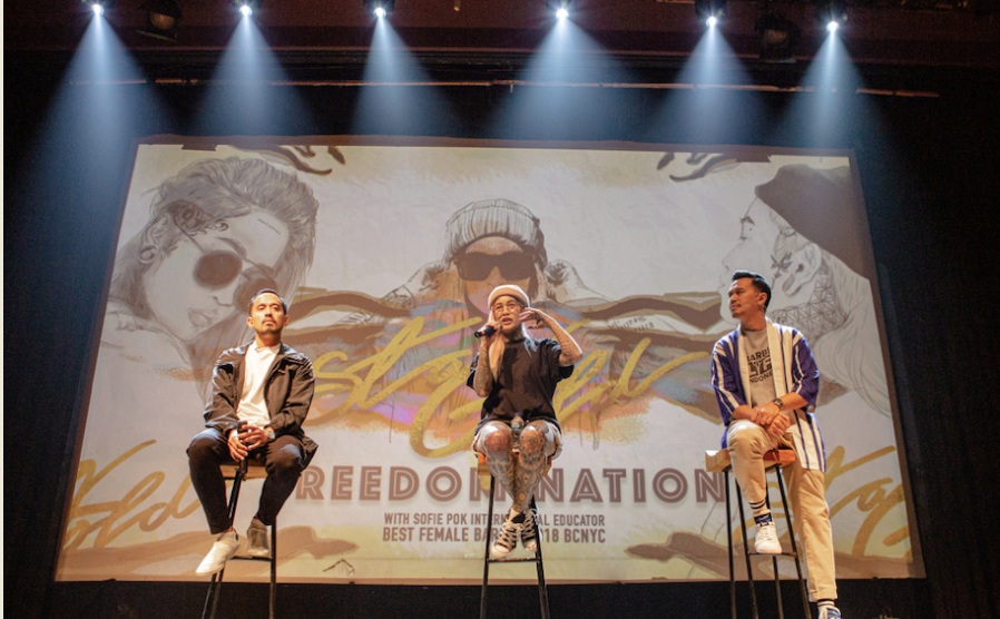 (ki-ka) Director Chief Company Fatsi Hakim, Sofie “STAYGOLD” Pok , Oky Andries Marketing Director Barberlyfe Indonesia dalam press conference Barberlyfe Indonesia vol. 4 FREEDOMINATION. (Foto: Ist)