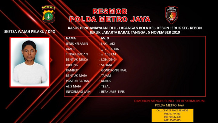 Sketsa Wajah Penyiram Air Keras ke Siswi SMP Disebar