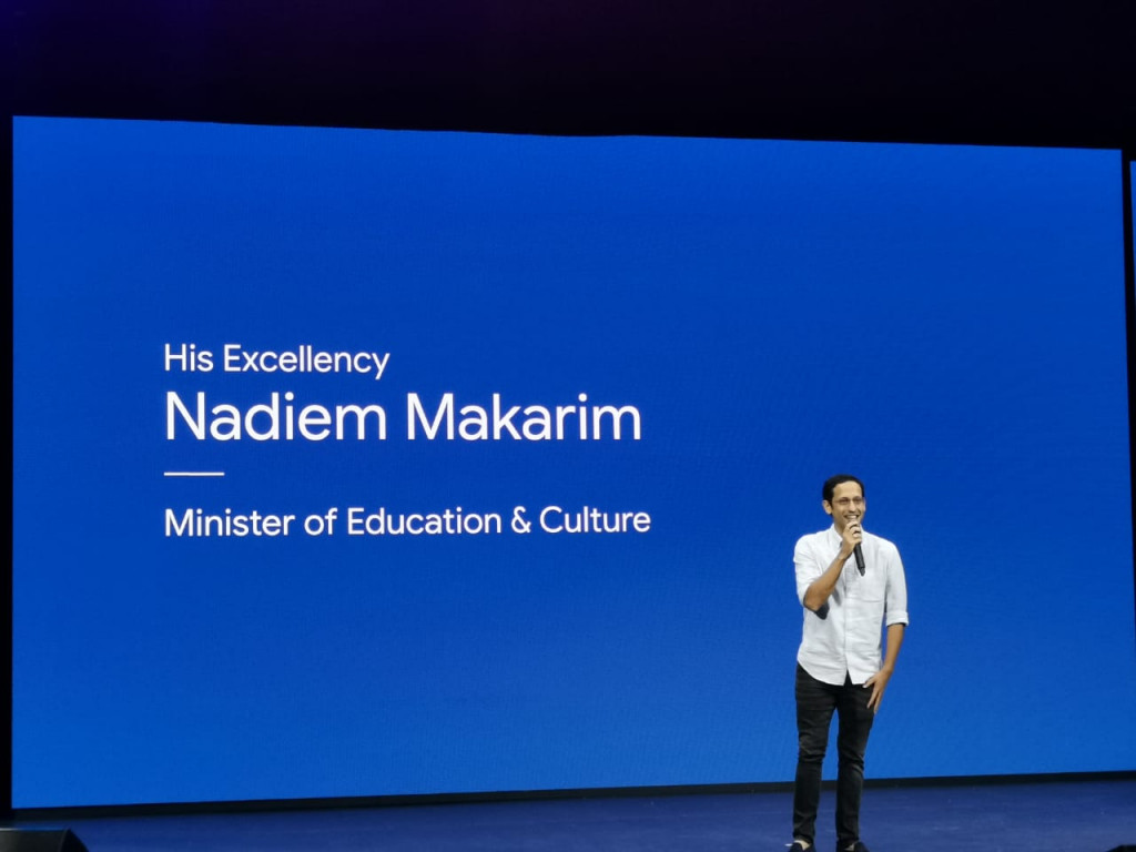 Menteri Pendidikan dan Kebudayaan Nadiem Makarim di Google for Indonesia 2019