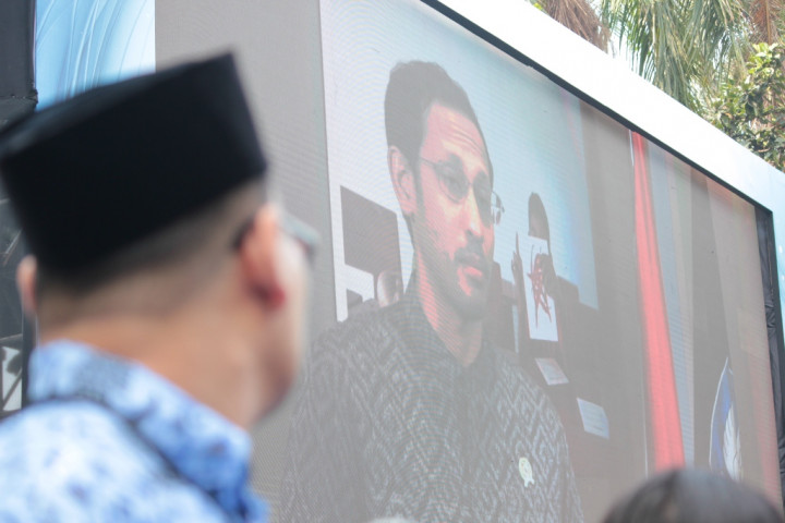 Peserta Upacara Nobar Video Pidato Mas Nadiem