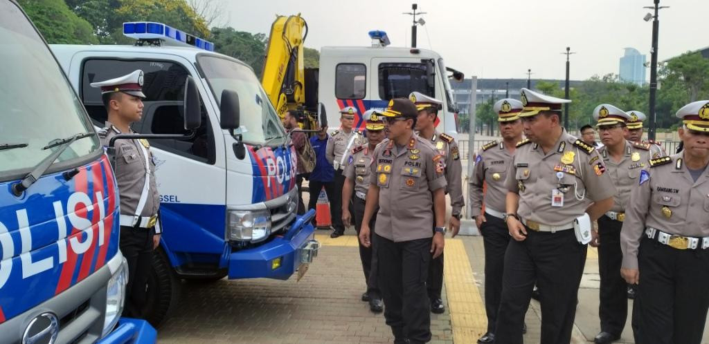 Kakorlantas Polri Irjen Istiono dalam apel pengamanan natak dan tahun baru 2020. Foto: Medcom.id/Kautsar Widya Prabowo