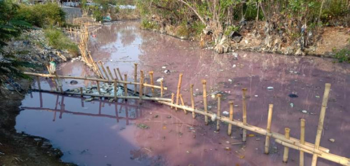 DLH Cirebon Teliti Sampel Air dari Sungai Berwarna <i>Pink</i>