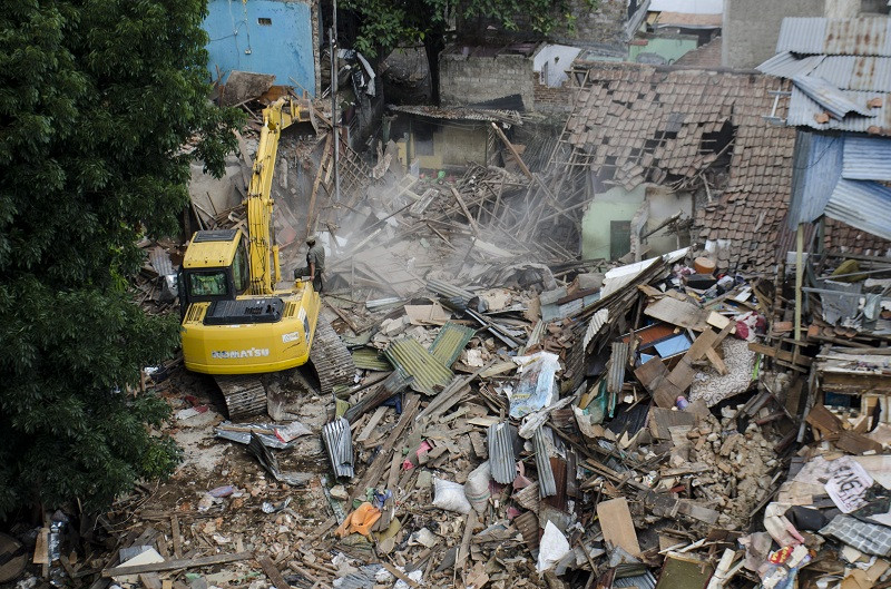 Eksekusi lahan di Tamansari, Bandung, Jawa Barat. Foto: ANT.NOVRIAN ARBI