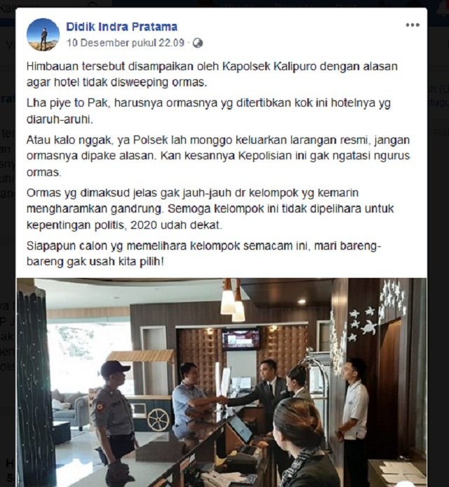 Tangkapan layar pemberitaan palsu dari media sosial