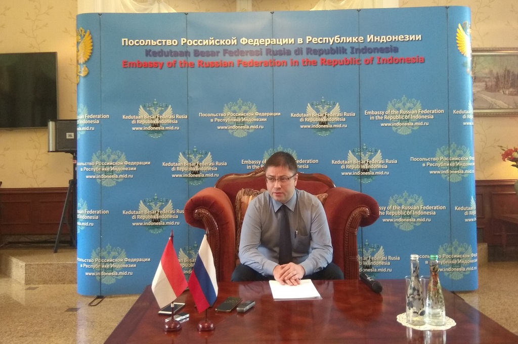 Wadubes Rusia untuk Indonesia Oleg V. Kopylov di kediaman misi diplomatik Rusia di Jakarta, Rabu 18 Desember 2019. (Foto: Medcom.id/Willy Haryono)