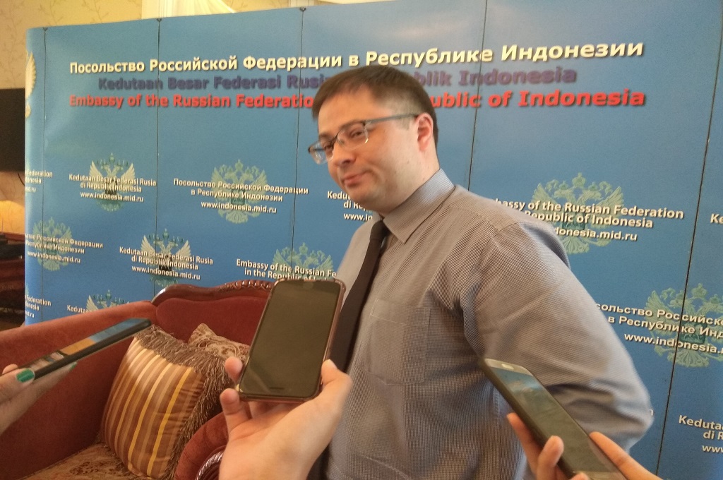 Wadubes Rusia untuk Indonesia Oleg V. Kopylov di kediaman misi diplomatik Rusia di Jakarta, Rabu 18 Desember 2019. (Foto: Medcom.id/Willy Haryono)