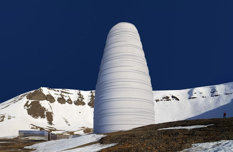 Gudang yang berada di Pulau Artik, Norwegia memiliki bentuk unik. Foto: Snøhetta and Plomp