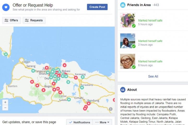 Periksa Kondisi Keluarga saat Banjir di Facebook Safety Check