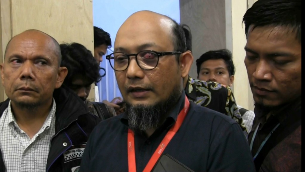 Penyidik senior Komisi Pemberantasan Korupsi Novel Baswedan di Polda Metro Jaya. Medcom/Yurike Budiman.