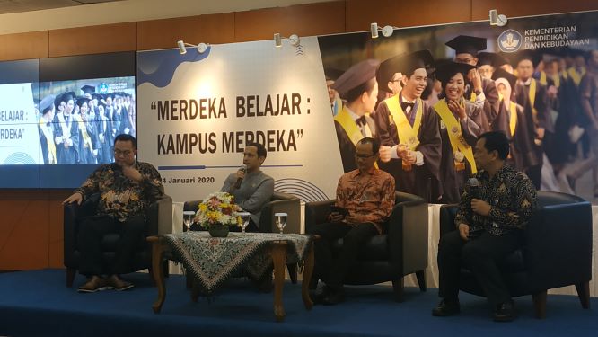 Jumpa Pers Peluncuran Kebijakan 'Kampus Merdeka' di Gedung Kemendikbud, Jakarta, Jumat (24/1). Foto: Medcom.id/Ilham Pratama