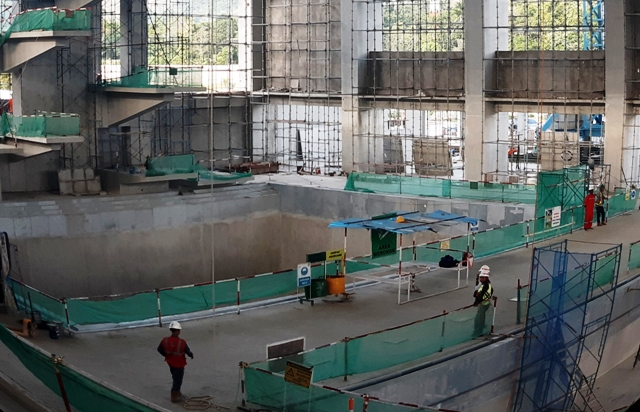Venue akuatik yang progresnya telah mencapai 80 persen. Foto: Medcom.id/Roylinus Ratumakin.