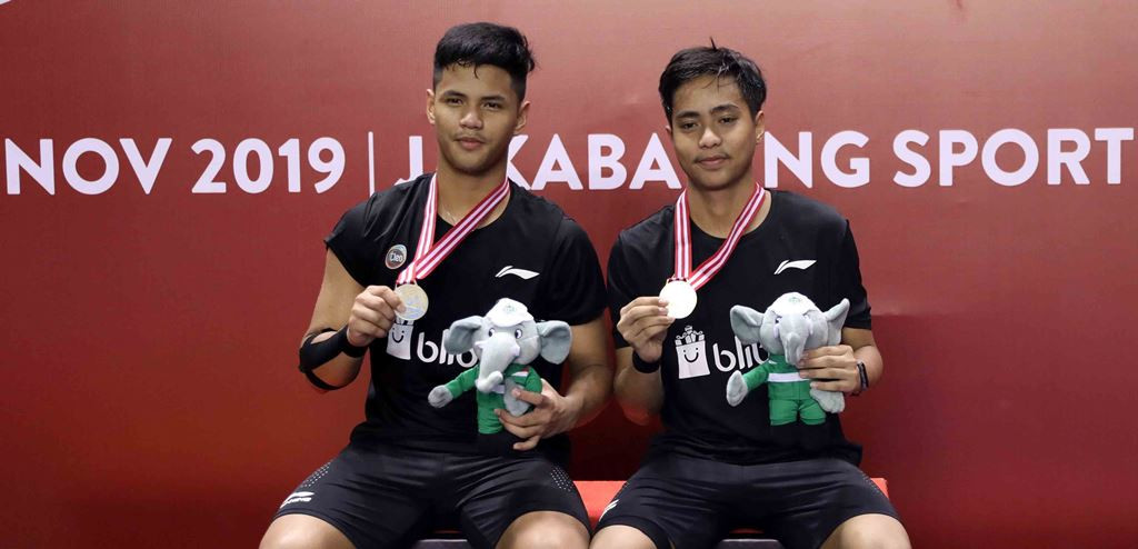Muhammad Rayhan Nur Fadilah dan Rahmat Hidayat ketika menjuarai Kejuaraan Nasional PBSI 2019 (badmintonindonesia.org)