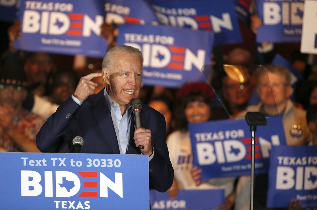 Mantan wapres AS Joe Biden dalam kampanye di Texas, 2 Maret 2020. (Foto: AFP/Getty/Ron Jenkins)