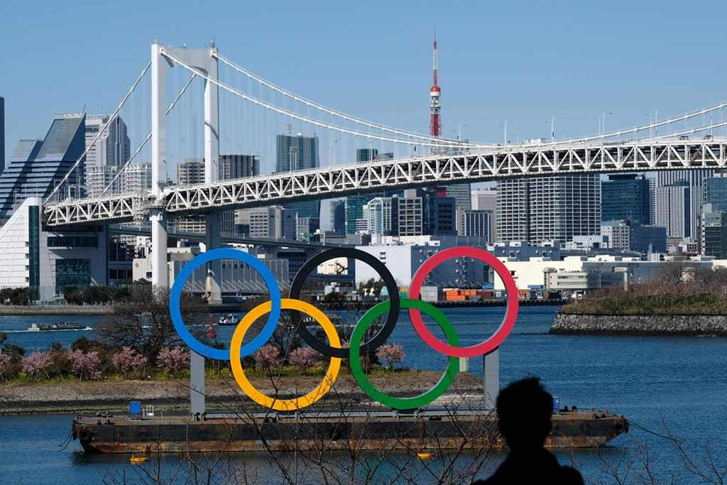 Logo Olimpiade di Tokyo, Jepang. (Foto: AFP/Kazuhiro Nogi)