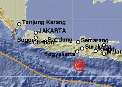 Gempa di Pacitan, Jawa Timur. (Tangkapan layar laman BMKG)