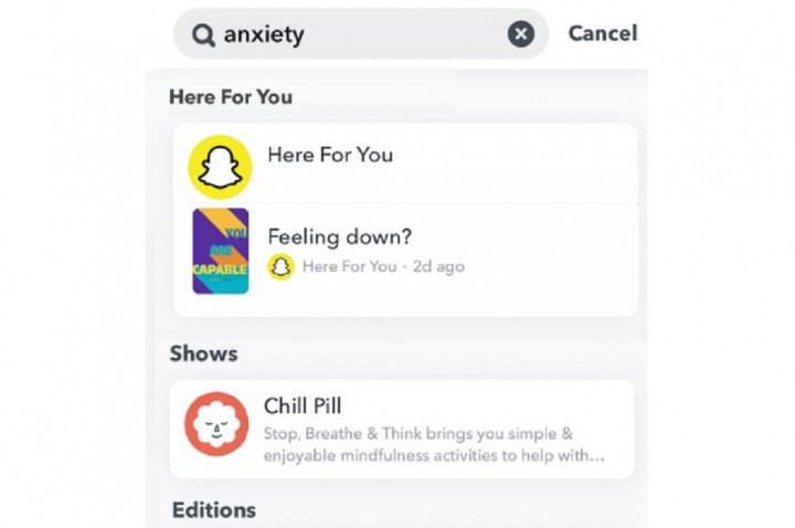 Snap Gulirkan Alat Kesehatan Mental Here For You