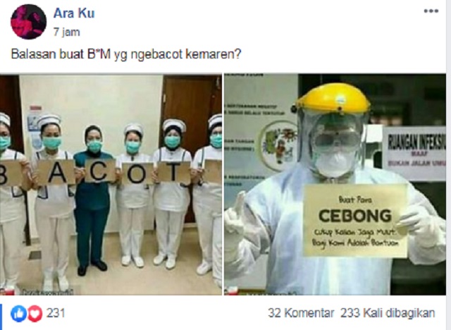 Tangkapan layar foto palsu di media sosial 