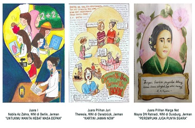 WNI di Jerman Ekspresikan Pesan Kartini Lewat Karikatur