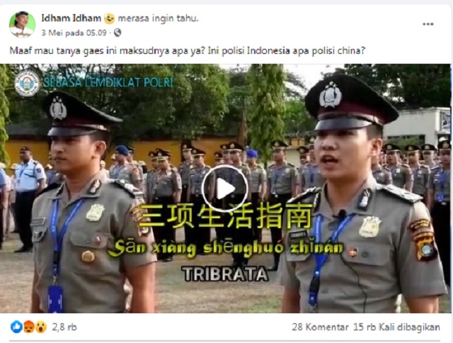 Tangkapan layar informasi di media sosial