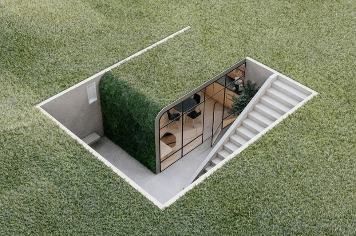 Buried Studio, Ruang Kerja Unik yang Tersembunyi