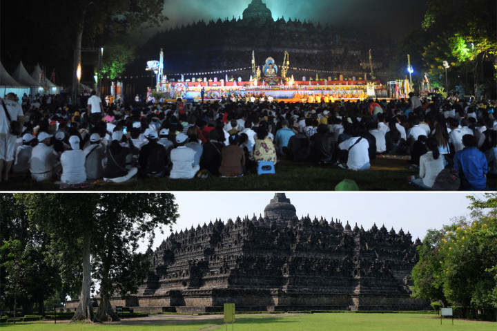 Suasana Perayaan Waisak di Candi Borobudur Sebelum dan Setelah Pandemi