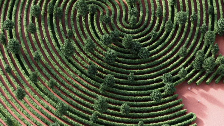 Desain Taman Labirin Menyerupai Sidik Jari