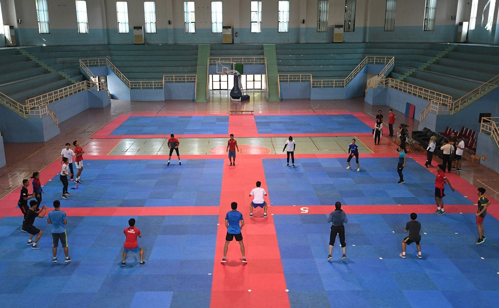 Suasana pelatnas Taekwondo. (Foto: Antara/Sigid Kurniawan)