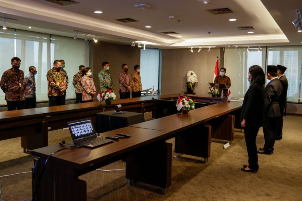 Suasana ketika Menteri BUMN Erick Thohir melantik pejabat yang terdiri dari tingkat Eselon II, Eselon III, dan Eselon IV di lingkungan Kementerian BUMN. FOTO: Kementerian BUMN