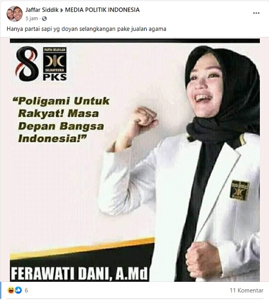 Tangkapan layar berita palsu. Foto: Facebook