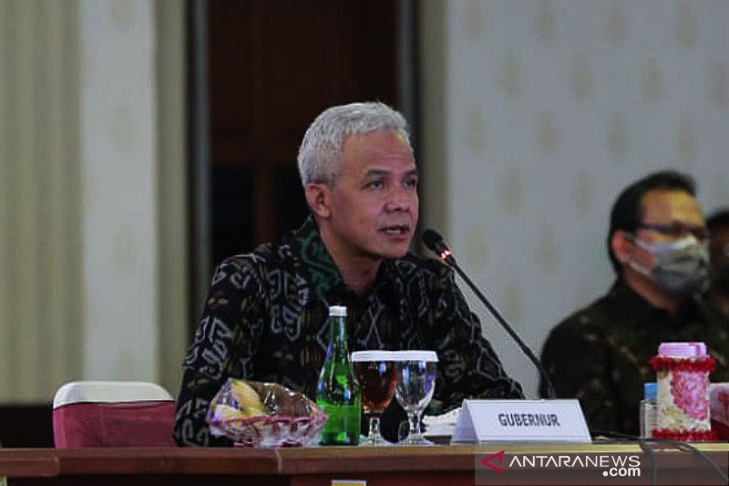  Gubernur Jawa Tengah Ganjar Pranowo saat memaparkan progres penanganan covid-19 di Jawa Tengah. ANTARA/HO-Humas Pemprov Jateng.