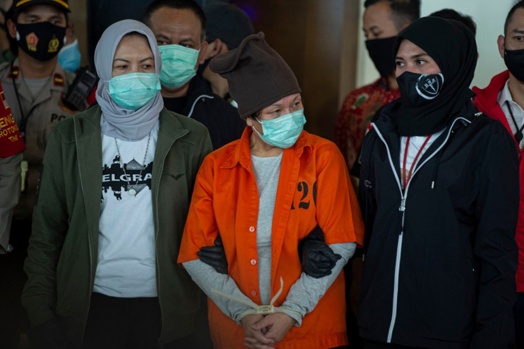 Maria Pauline tiba di Indonesia/Antara/Aditya Pradana Putra.