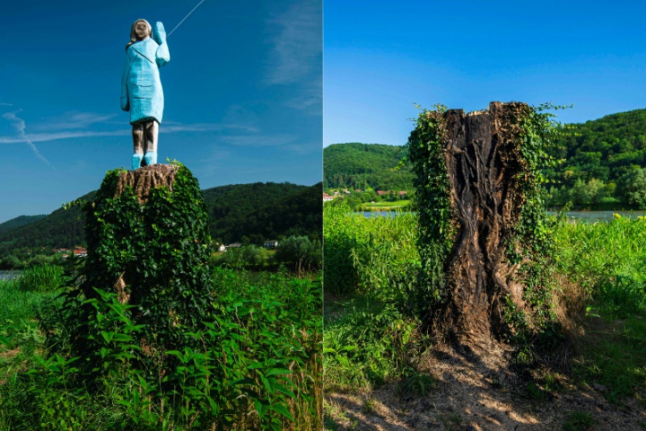 Patung Melania Trump di Slovenia Dibakar