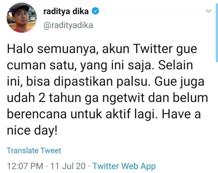Raditya Dika Kembali ke Twitter lalu Pergi Lagi