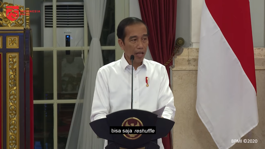 Presiden Joko Widodo saat memberikan pengarahan kepada para menterinya dalam Sidang Kabinet Paripurna, Kamis, 18 Juni 2020. Youtube Sekretariat Presiden