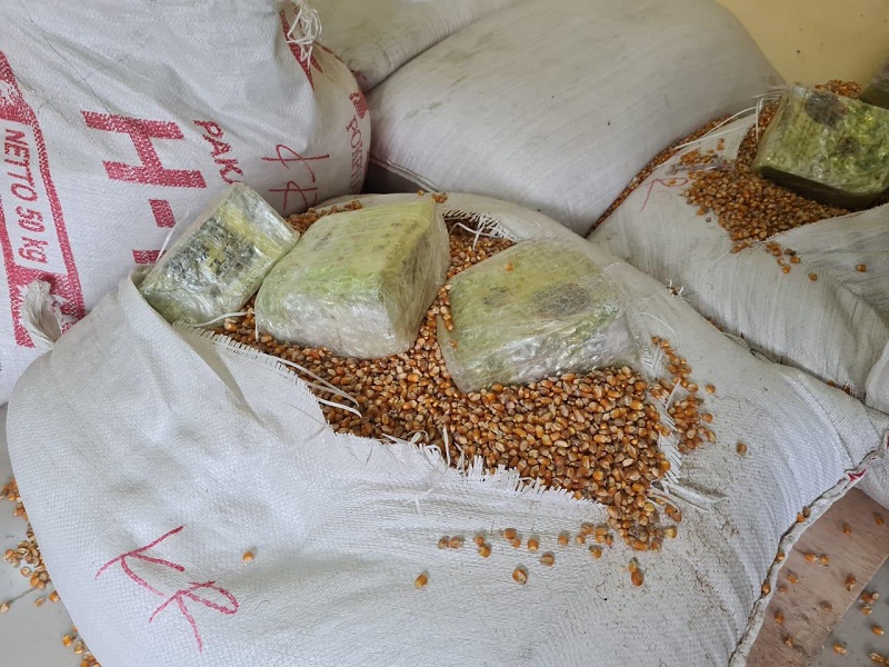 Paket sabu di dalam karung jagung. DOK BNN