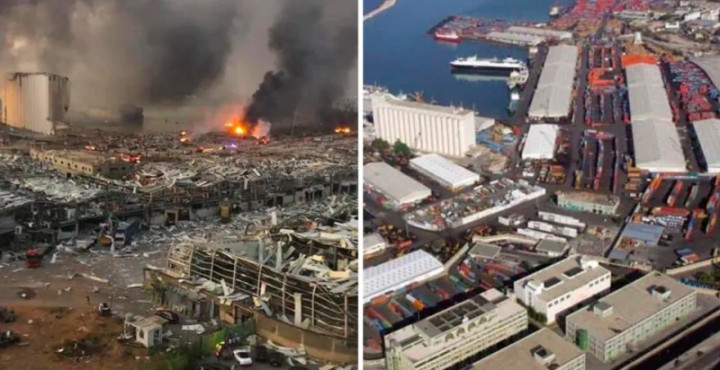 Perbedaan Kondisi Beirut Sebelum dan Sesudah Ledakan Dahsyat