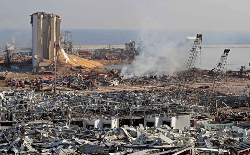 Pelabuhan Beirut, Lebanon yang hancur akibat ledakan pada 4 Agustus 2020. Foto: AFP
