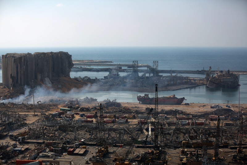 Pelabuhan Beirut, Lebanon yang hancur akibat ledakan pada 4 Agustus 2020. Foto: AFP