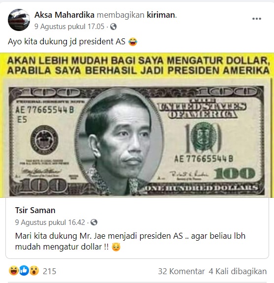 Tangkapan layar berita palsu Foto:Facebook