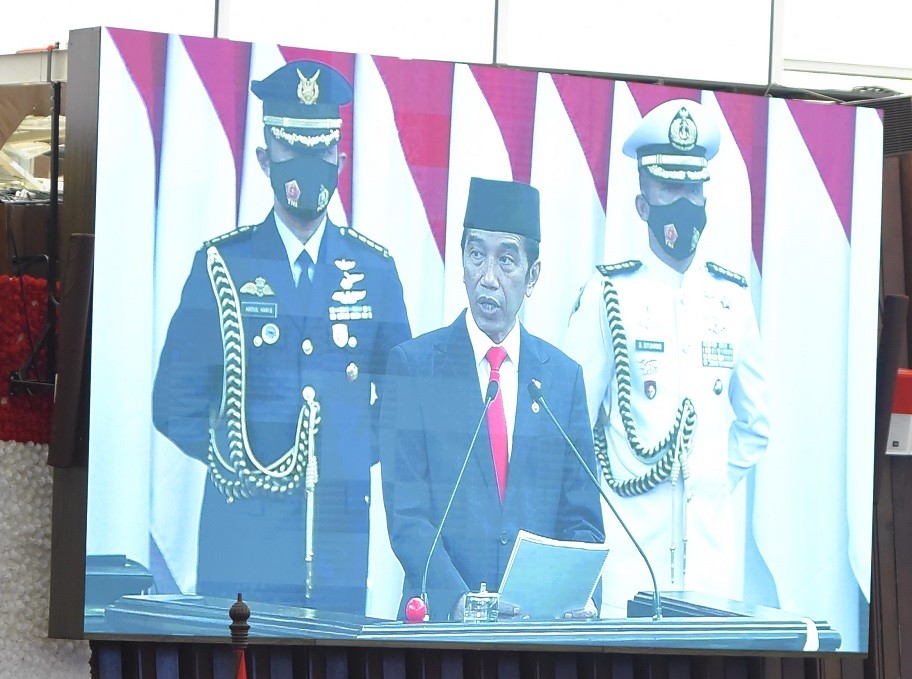 Presiden Joko Widodo saat membacakan pidato kenegaraan. FOTO: dok DPR