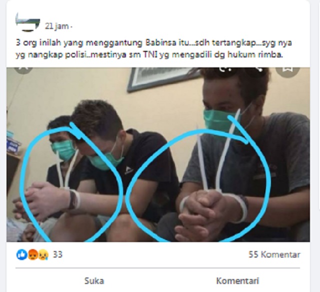 Tangkapan layar informasi palsu di media sosial 