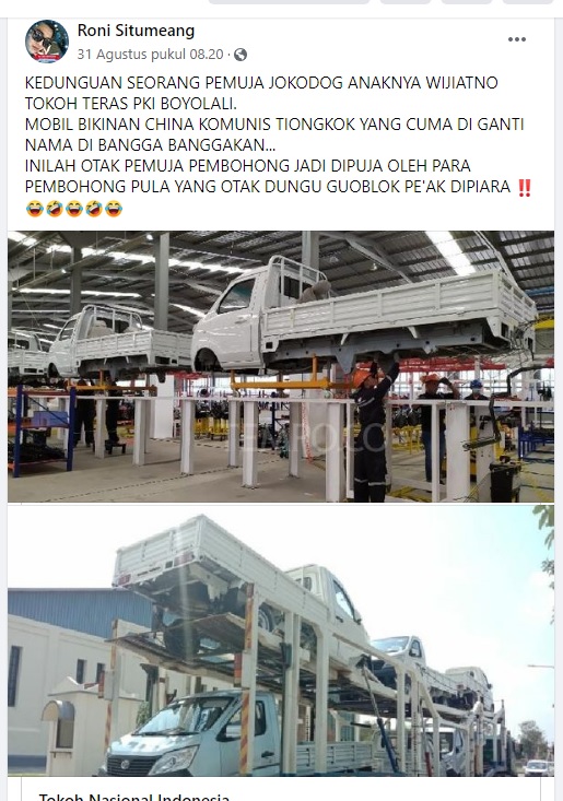 Tangkapan layar berita palsu Foto:Facebook