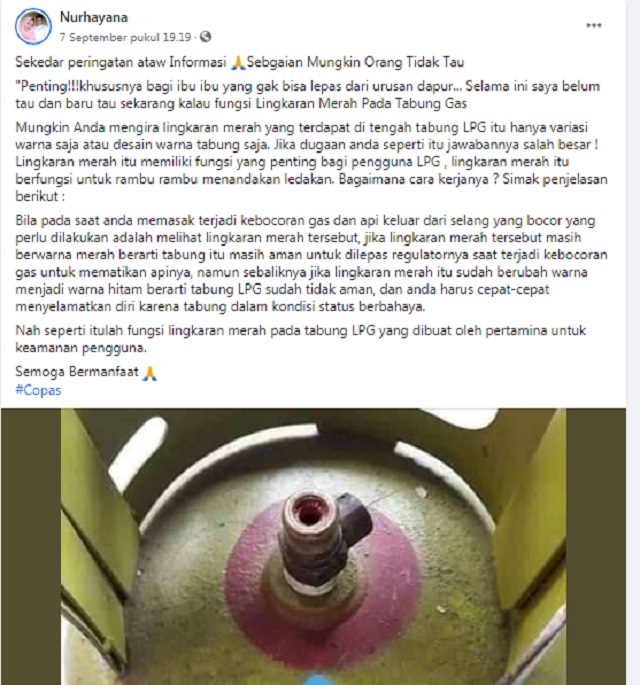 Tangkapan layar informasi palsu di media sosial 